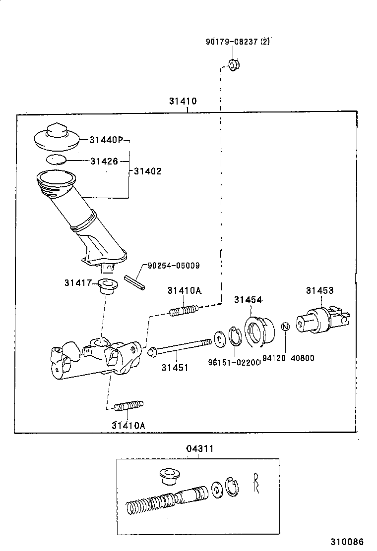 31410-24060 CYLINDER ASSY, CLUTCH MASTER product image