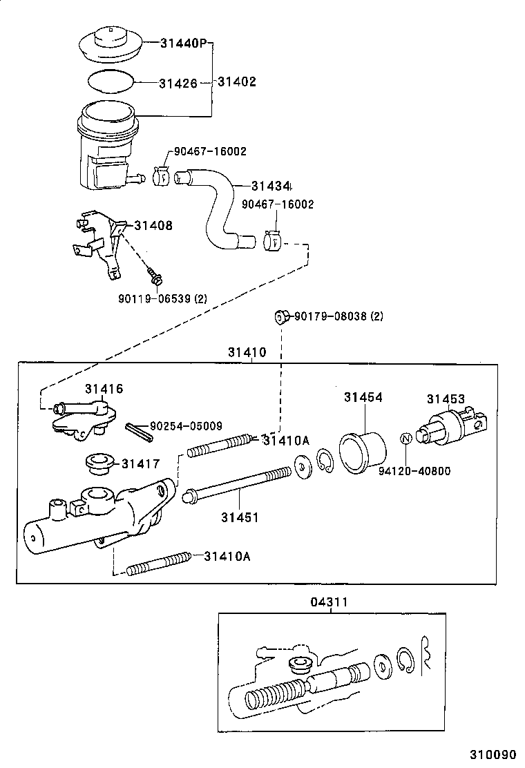 31402-33030 RESERVOIR SUB-ASSY, CLUTCH MASTER CYLINDER product image