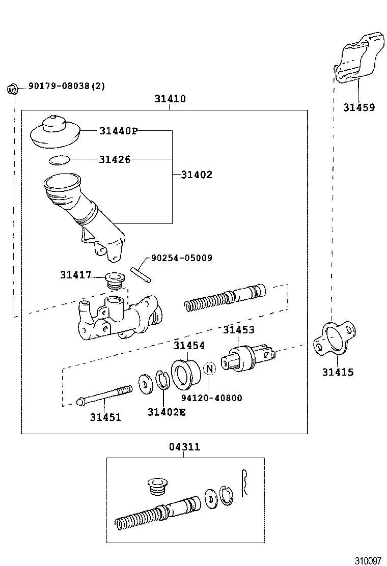 31410-22320 CYLINDER ASSY, CLUTCH MASTER product image