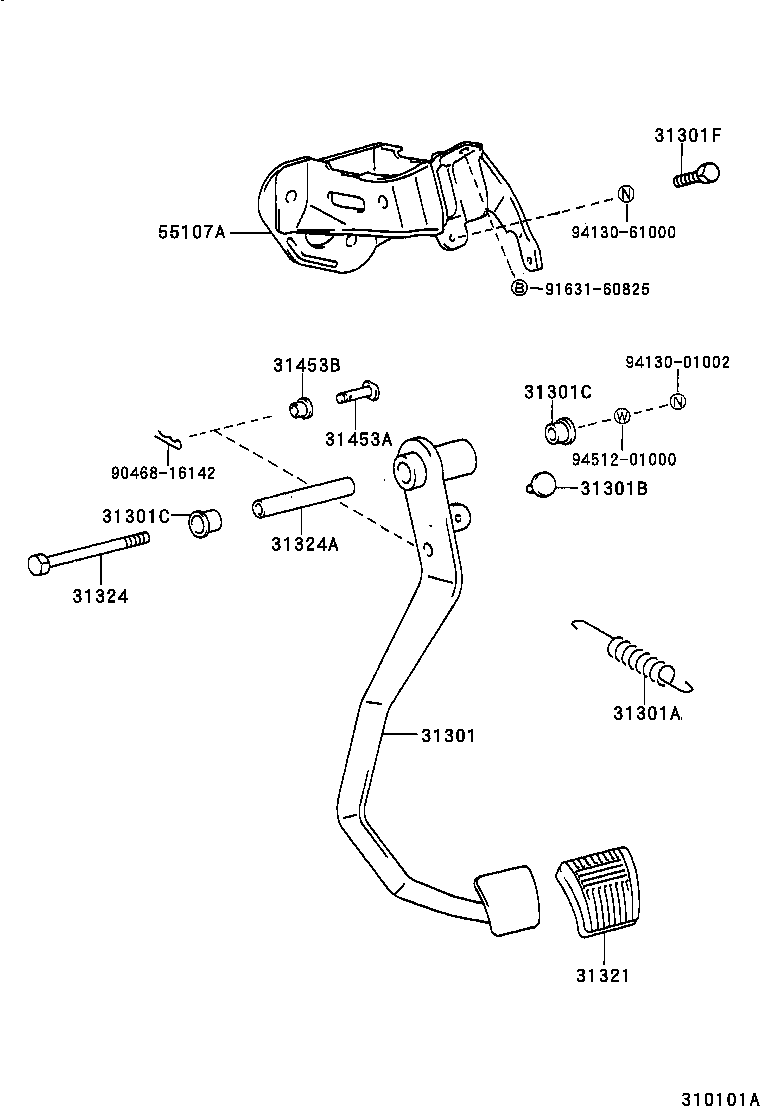 31301-44020 PEDAL SUB-ASSY, CLUTCH product image