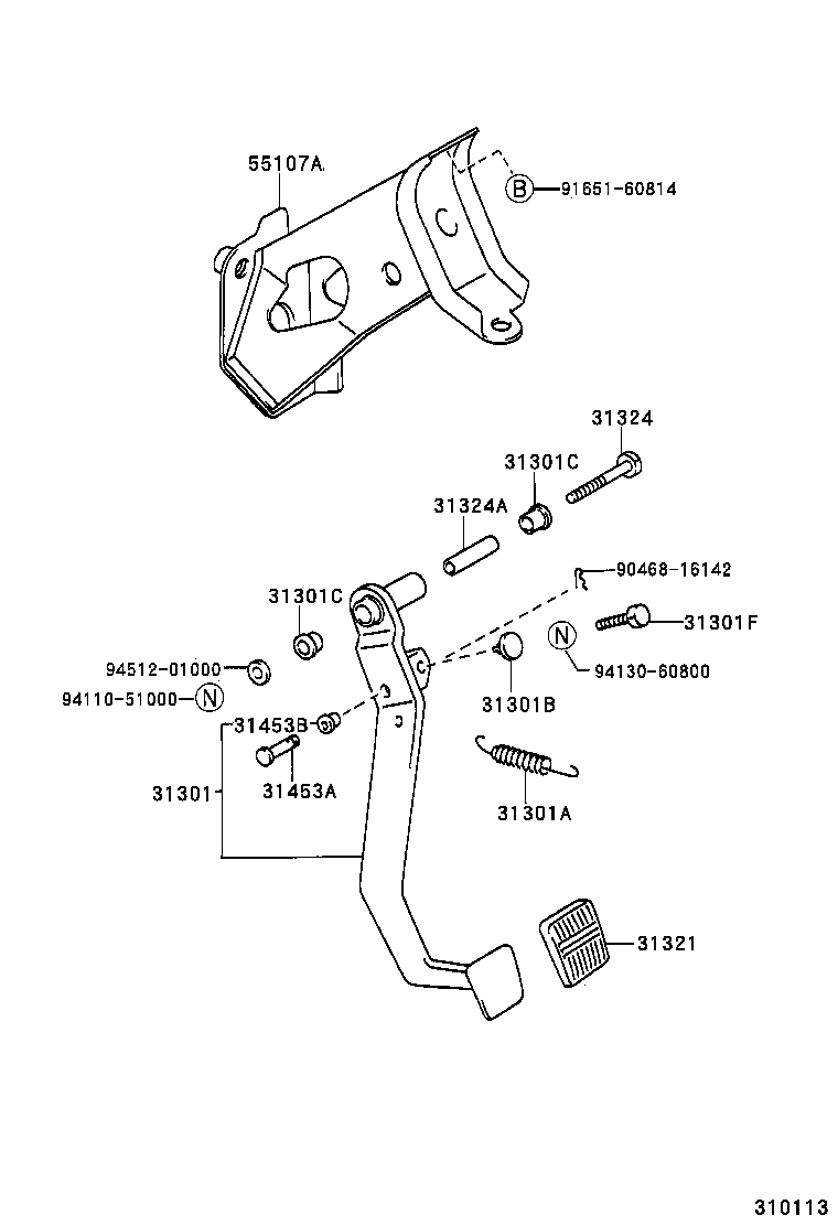 31301-0A010 PEDAL SUB-ASSY, CLUTCH product image