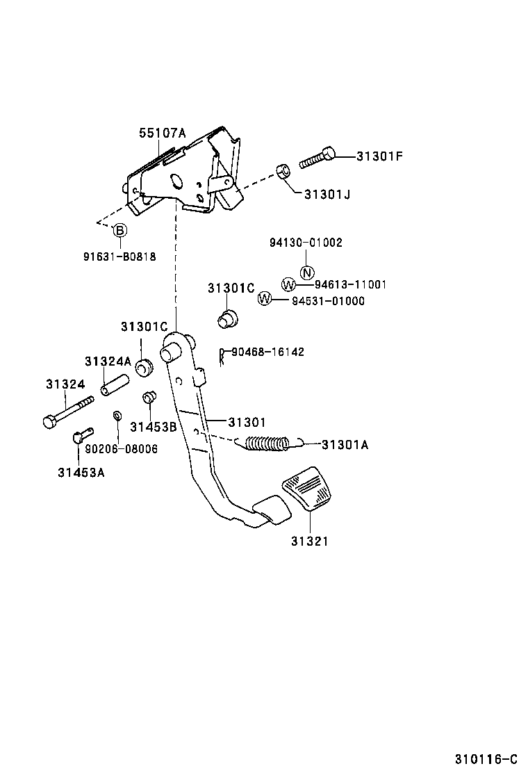 31321-0B010 PAD, CLUTCH PEDAL product image