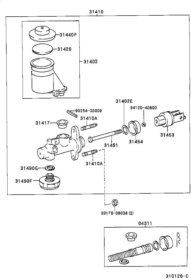 31410-38080 CYLINDER ASSY, CLUTCH MASTER product image