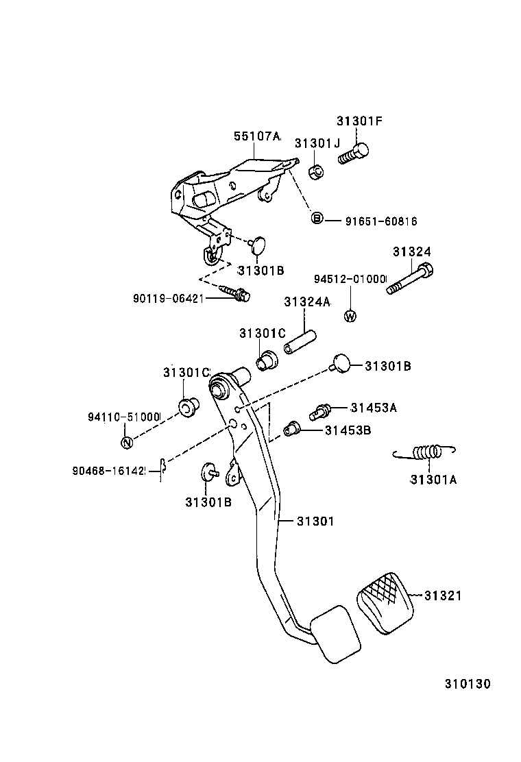 31301-02020 PEDAL SUB-ASSY, CLUTCH product image