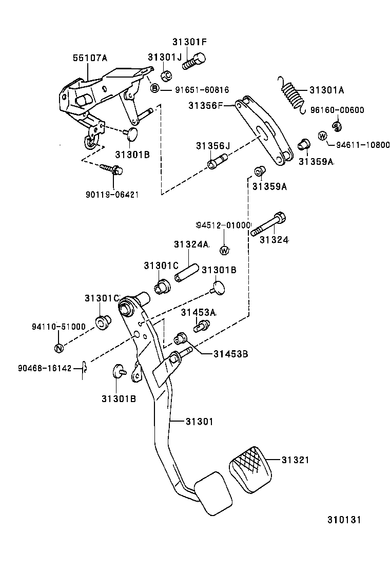 31301-02020 PEDAL SUB-ASSY, CLUTCH product image