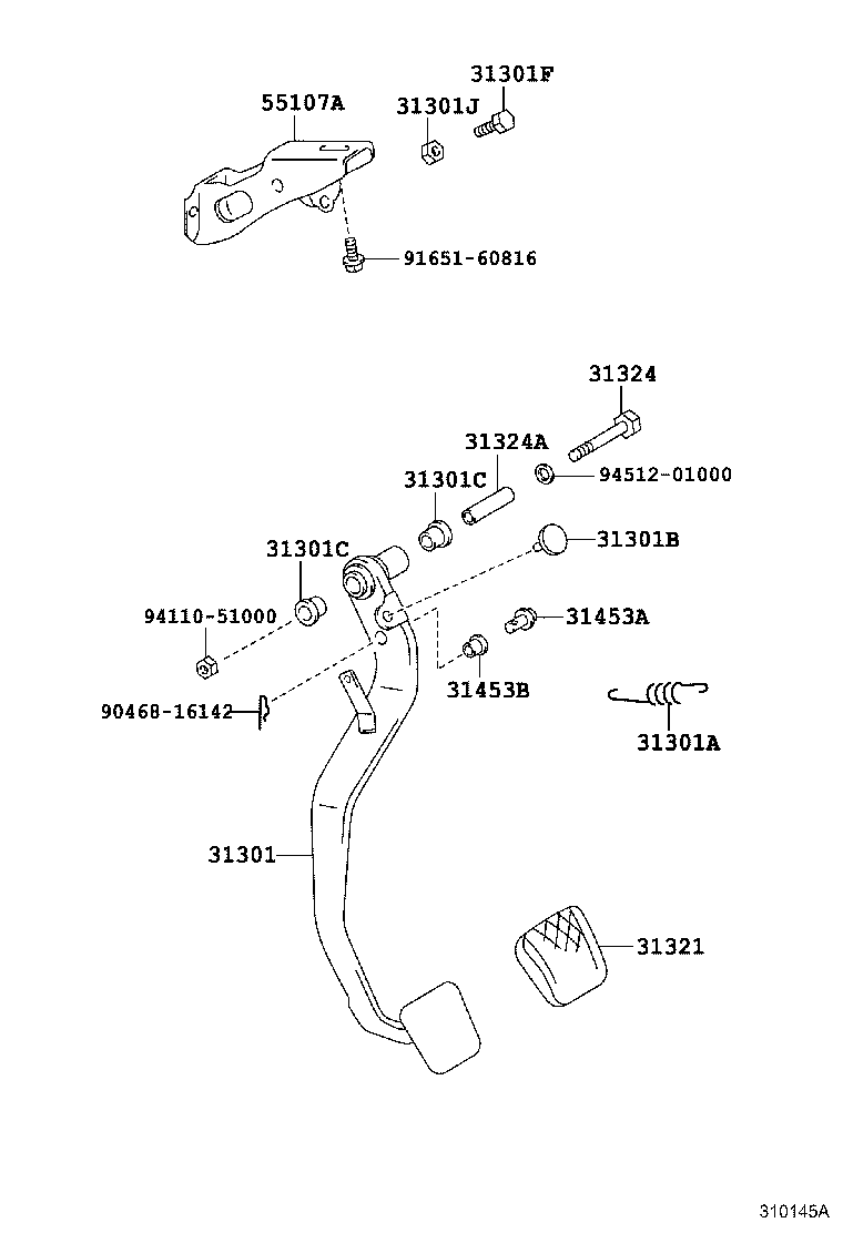 31301-12490 PEDAL SUB-ASSY, CLUTCH product image