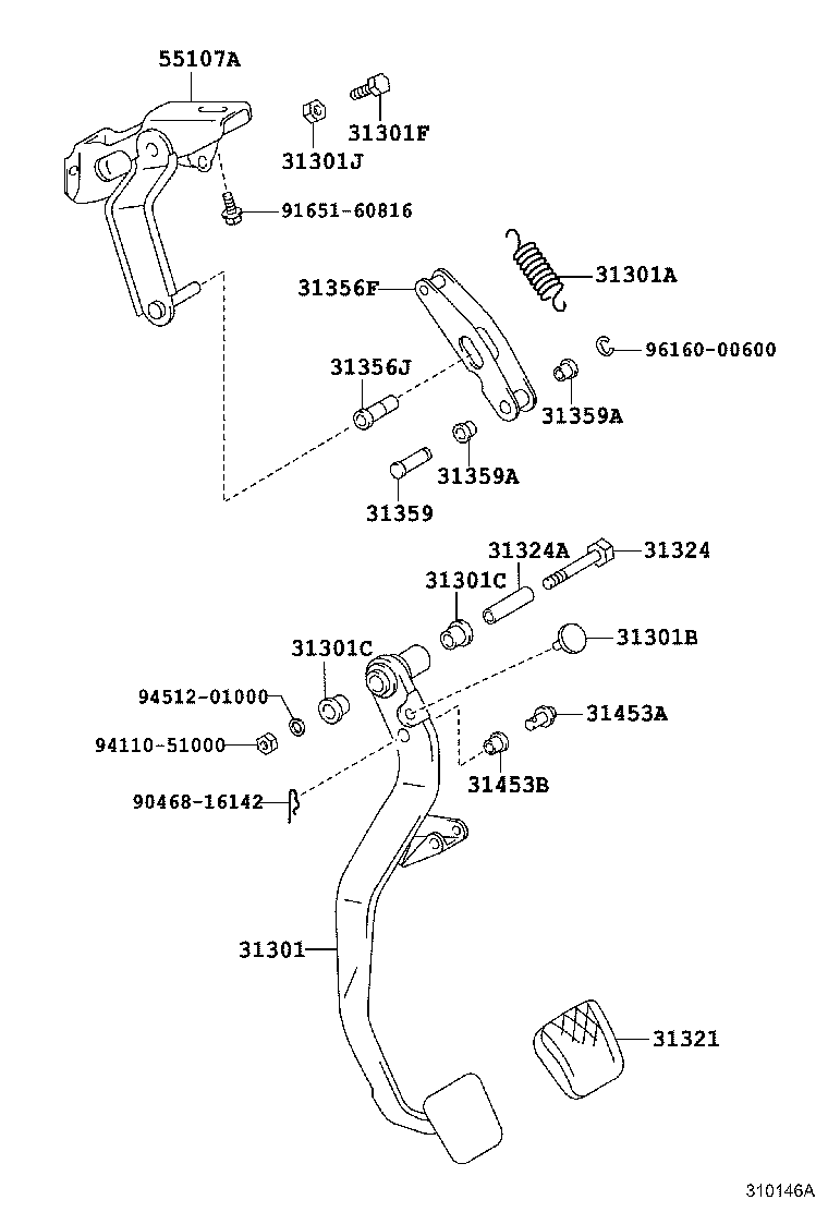 31301-12490 PEDAL SUB-ASSY, CLUTCH product image