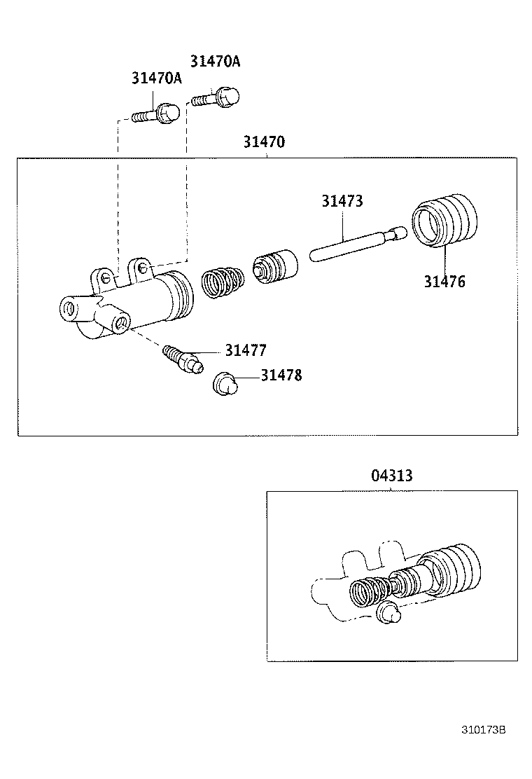 31470-26100 CYLINDER ASSY, CLUTCH RELEASE product image