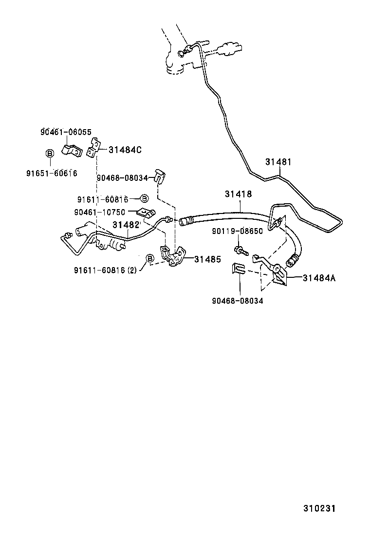 31481-21010 TUBE, CLUTCH MASTER CYLINDER TO FLEXIBLE HOSE product image