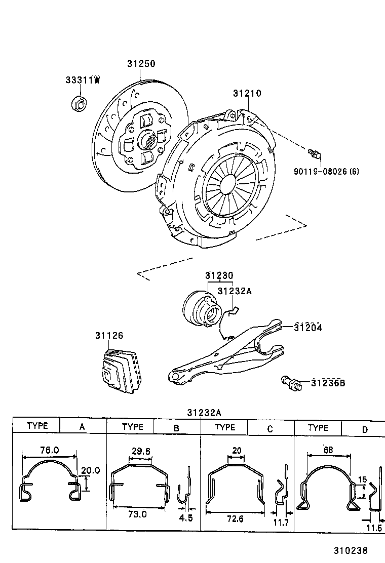 31230-60140 BEARING ASSY, CLUTCH RELEASE product image