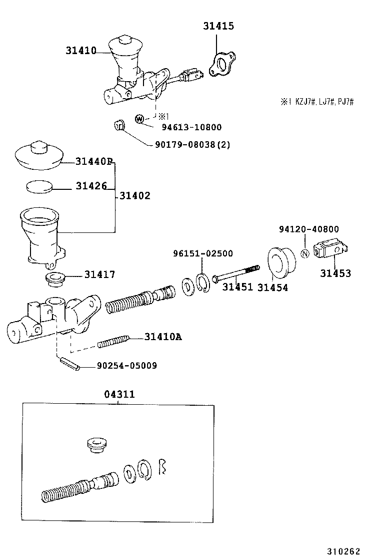Toyota 04311-60100 CYLINDER KIT, CLUTCH MASTER