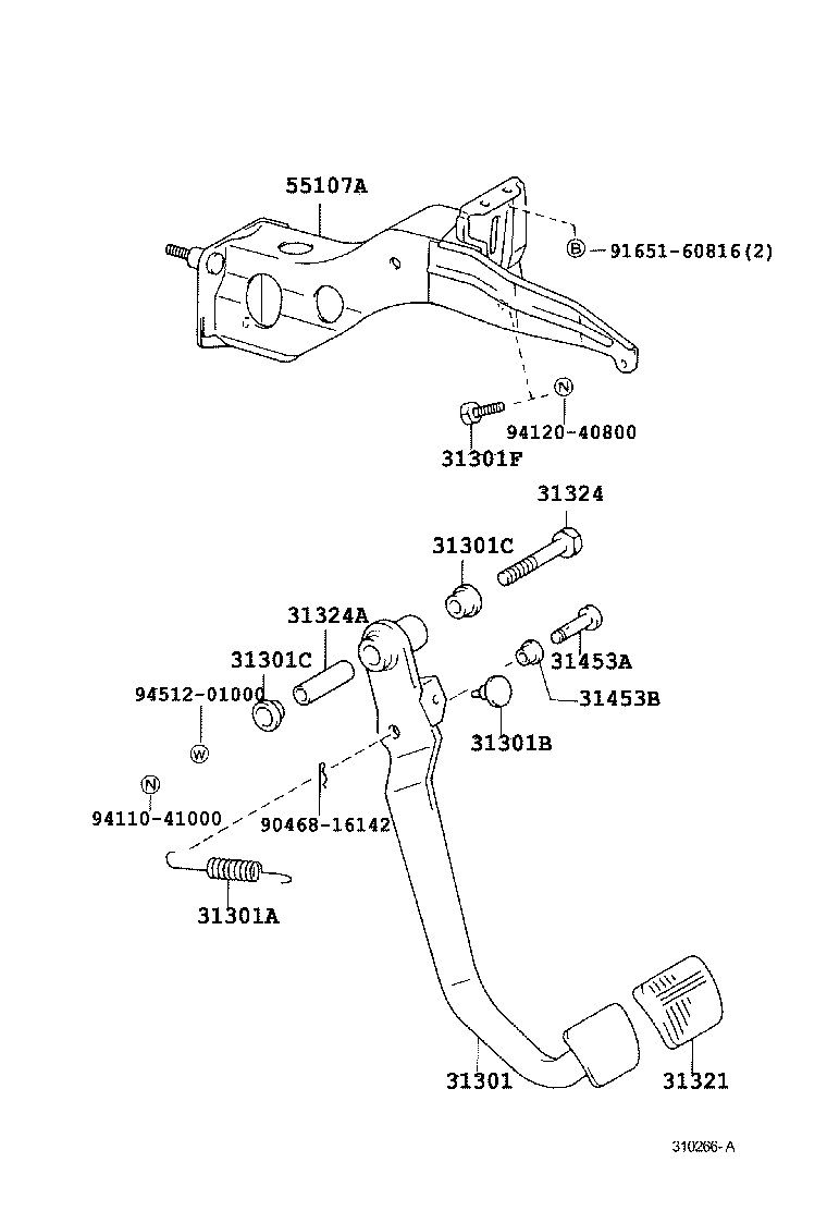 31301-60250 PEDAL SUB-ASSY, CLUTCH product image