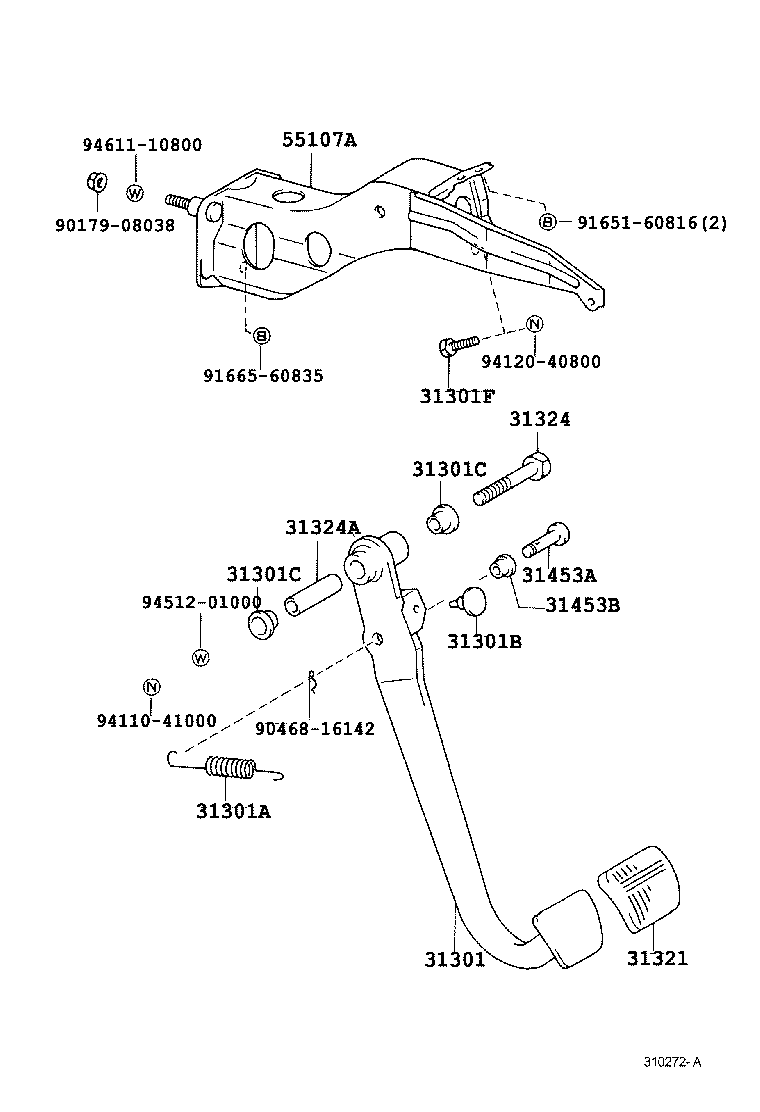 31301-60120 PEDAL SUB-ASSY, CLUTCH product image
