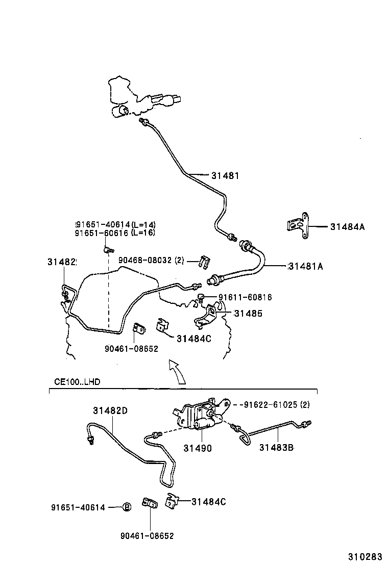 31481-02090 TUBE, CLUTCH MASTER CYLINDER TO FLEXIBLE HOSE product image