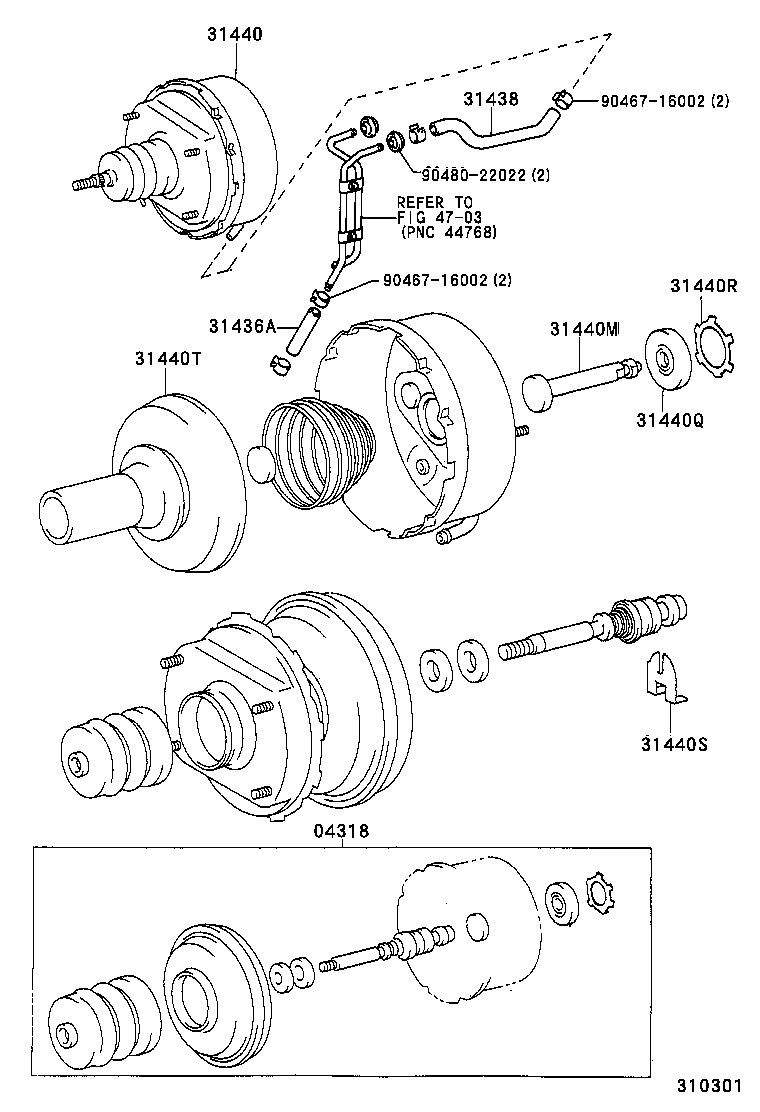 31436-25010 HOSE, NO.1(FOR CLUTCH BOOSTER VACUUM) product image
