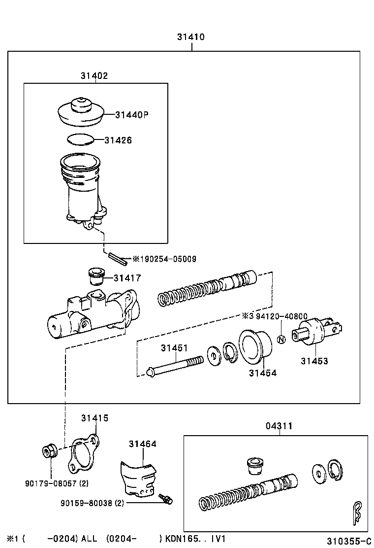04311-04010 CYLINDER KIT, CLUTCH MASTER product image
