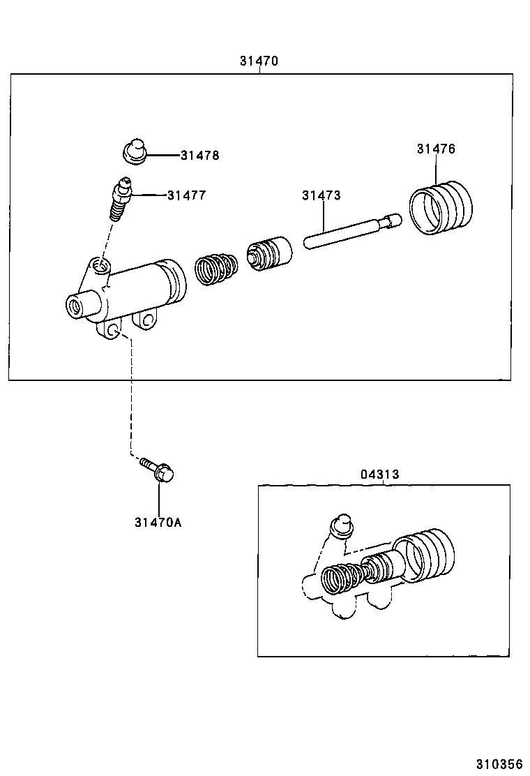 31470-35150 CYLINDER ASSY, CLUTCH RELEASE product image