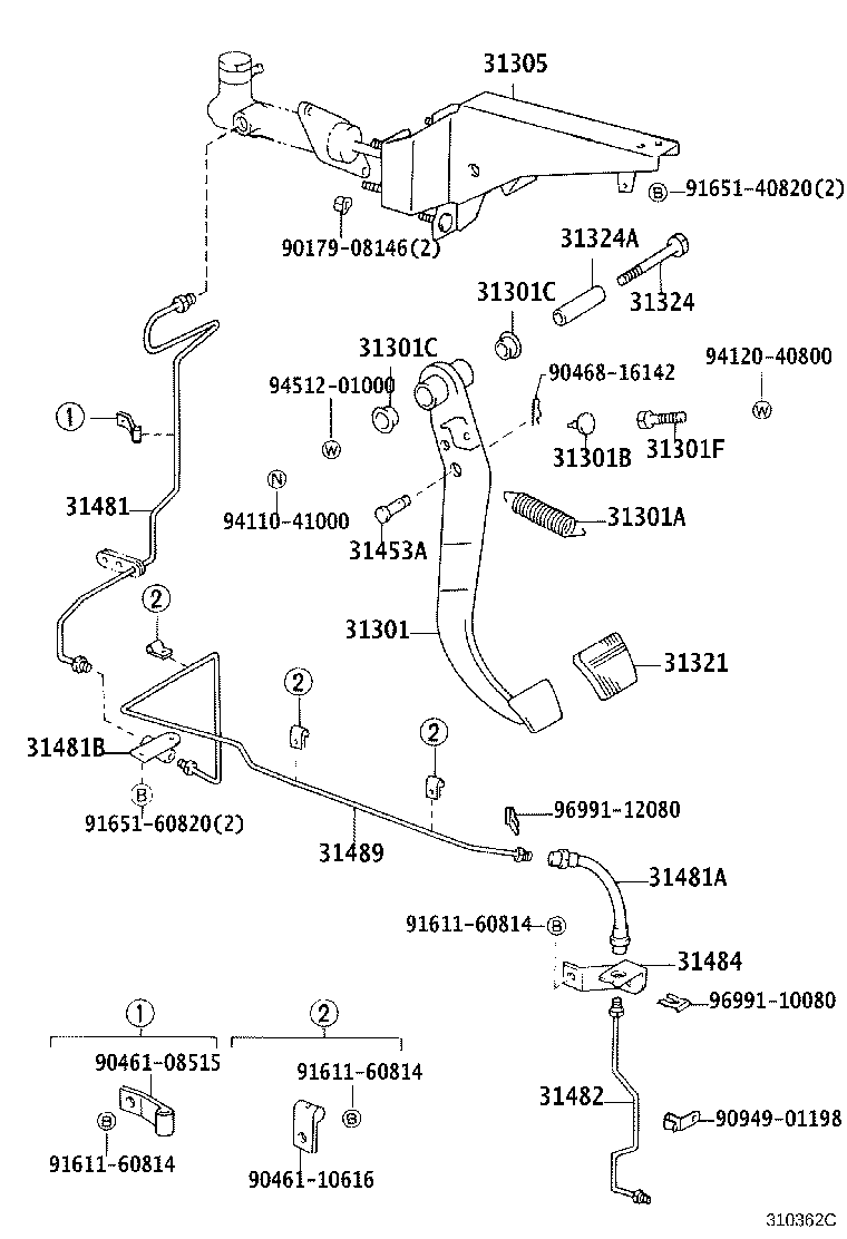 31301-25040 PEDAL SUB-ASSY, CLUTCH product image