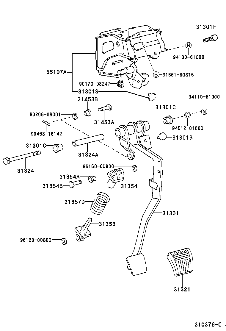 31301-05021 PEDAL SUB-ASSY, CLUTCH product image
