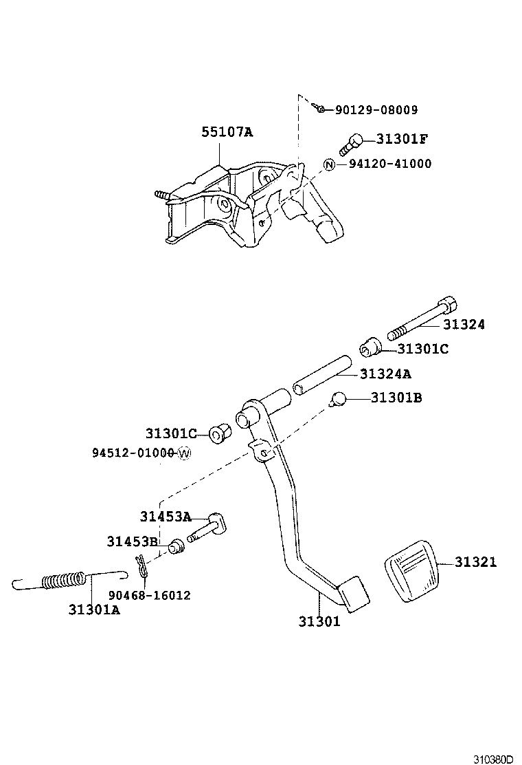 31301-35250 PEDAL SUB-ASSY, CLUTCH product image