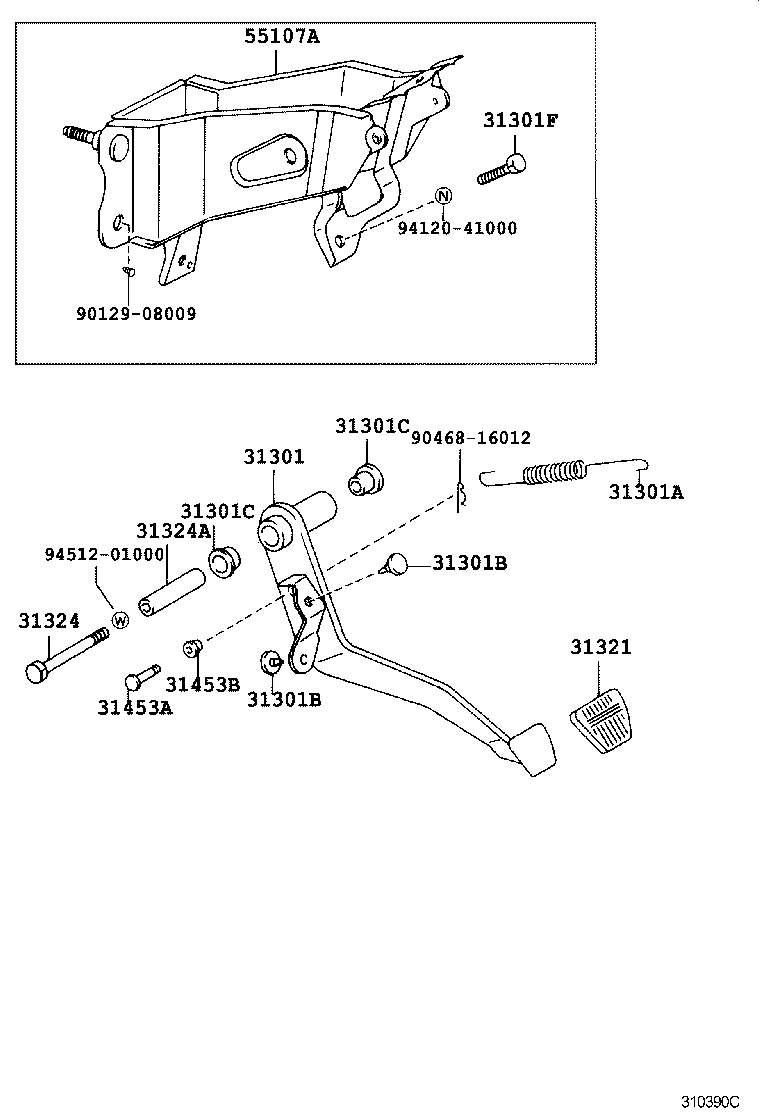 31301-35250 PEDAL SUB-ASSY, CLUTCH product image