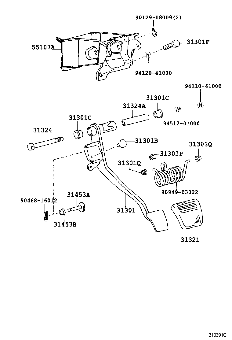 31301-35250 PEDAL SUB-ASSY, CLUTCH product image