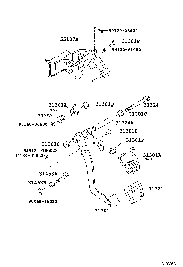 31301-35250 PEDAL SUB-ASSY, CLUTCH product image