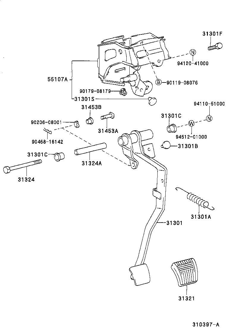 31301-21040 PEDAL SUB-ASSY, CLUTCH product image