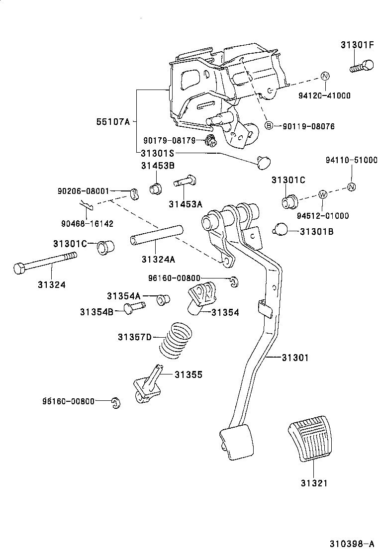 31301-21040 PEDAL SUB-ASSY, CLUTCH product image