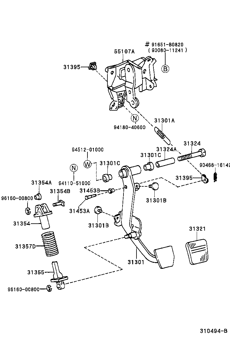Toyota 31484-33040 BRACKET, FLEXIBLE HOSE, NO.2(FOR CLUTCH)