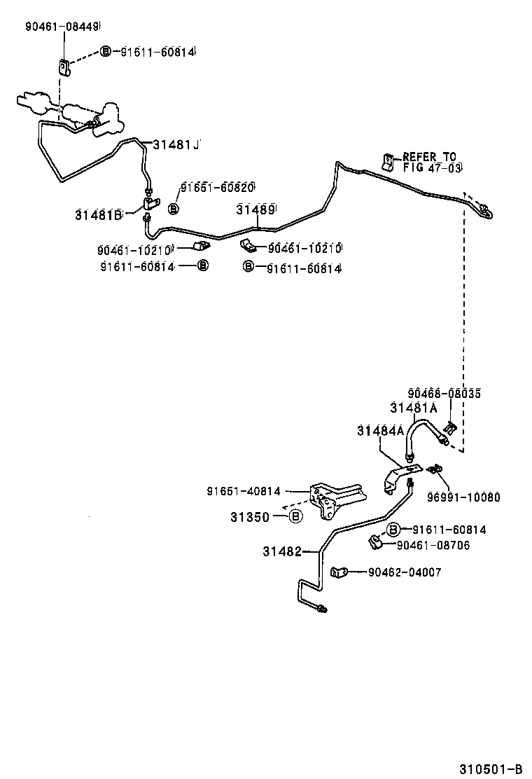31481-25140 TUBE, CLUTCH MASTER CYLINDER TO 2 WAY product image