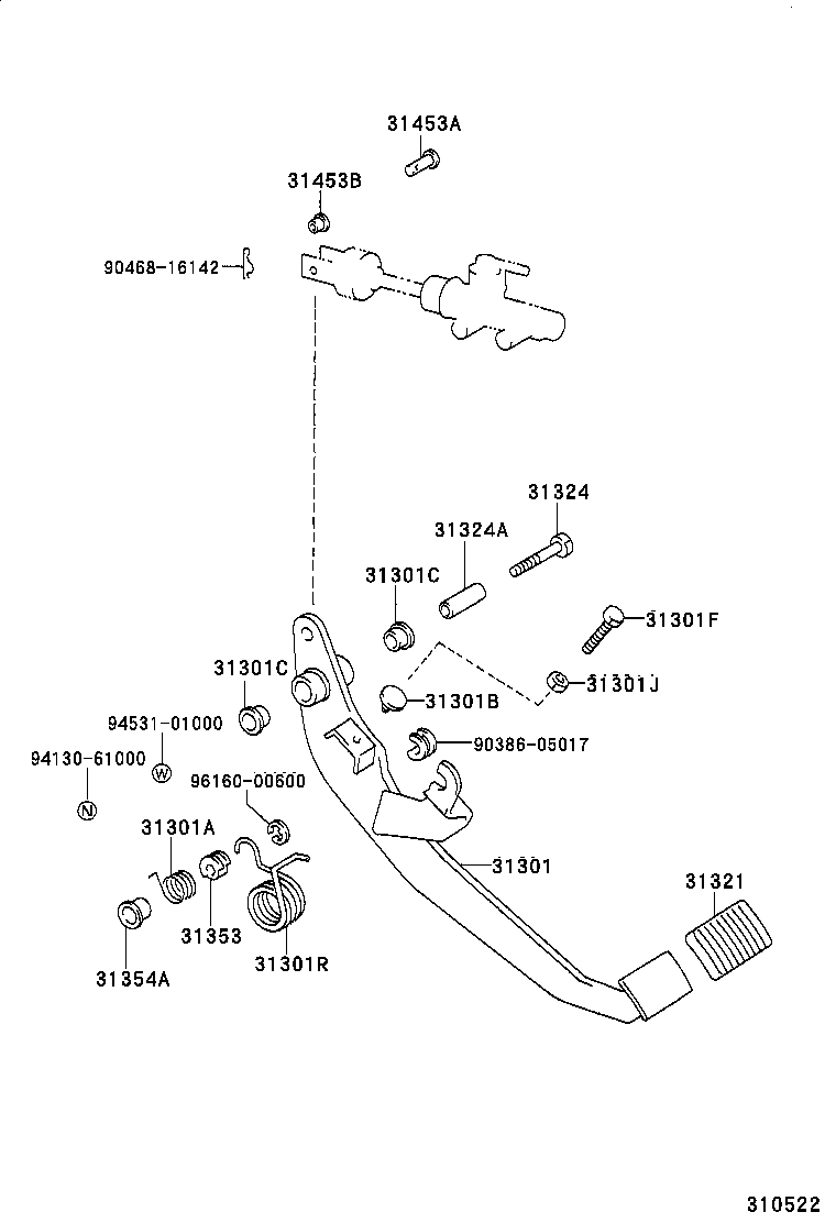 31301-37120 PEDAL SUB-ASSY, CLUTCH product image