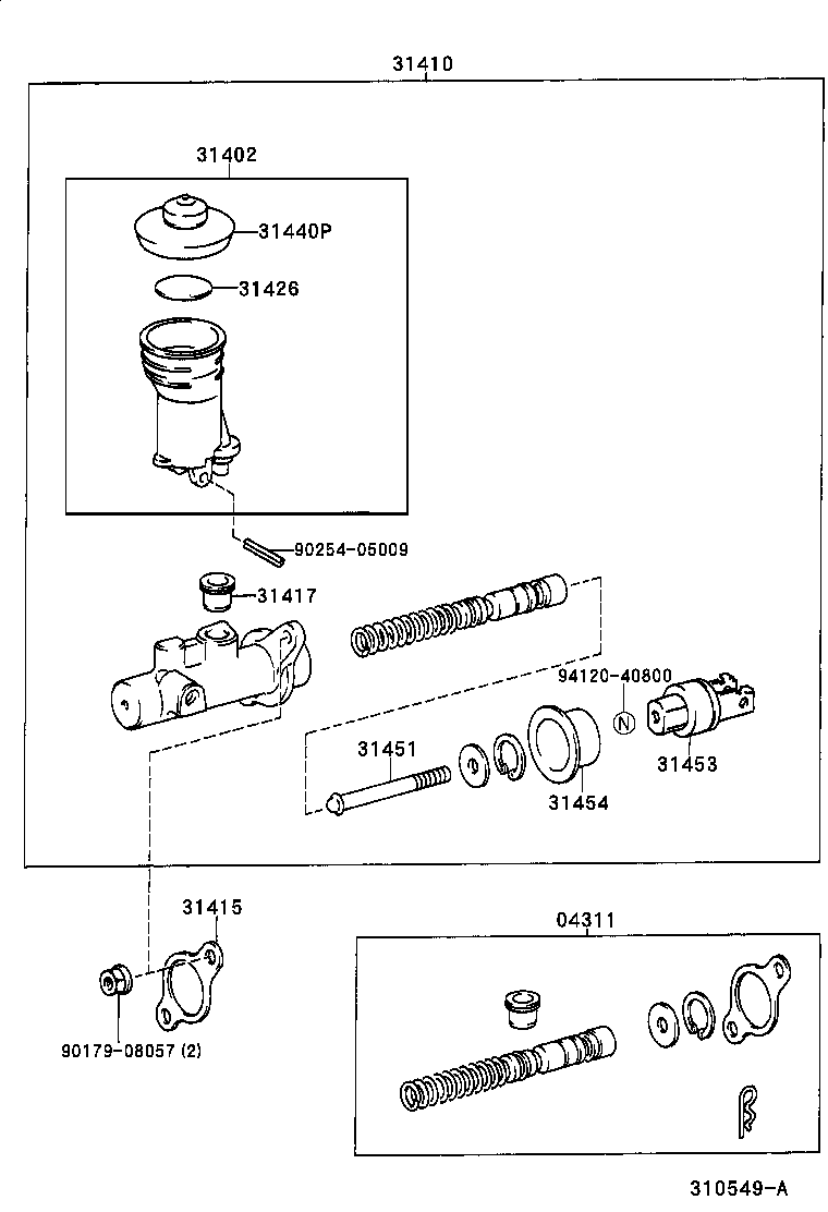 Toyota 04311-34020 CYLINDER KIT, CLUTCH MASTER