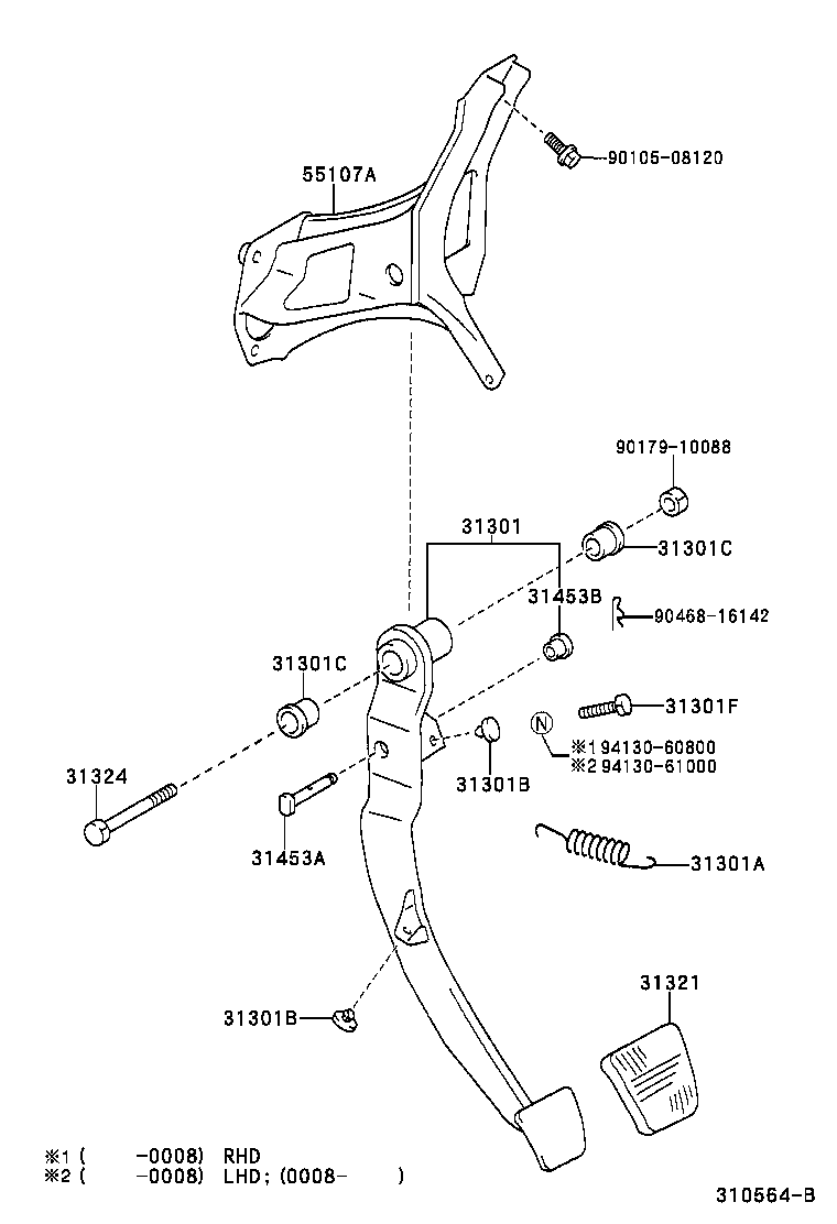31301-52010 PEDAL SUB-ASSY, CLUTCH product image