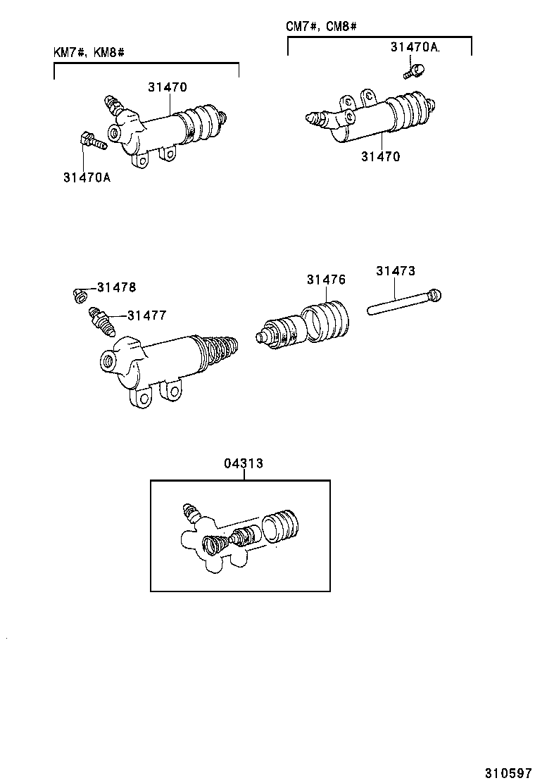31470-27020 CYLINDER ASSY, CLUTCH RELEASE product image