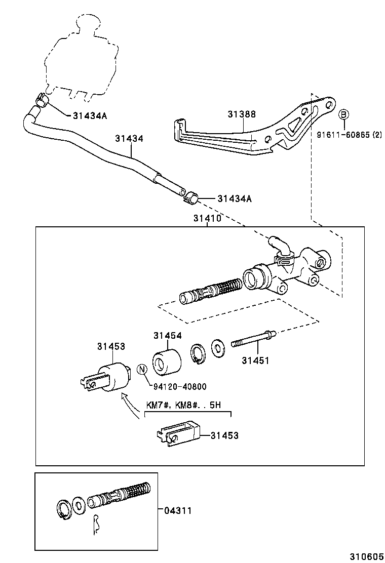31420-27110 CYLINDER ASSY, CLUTCH MASTER product image
