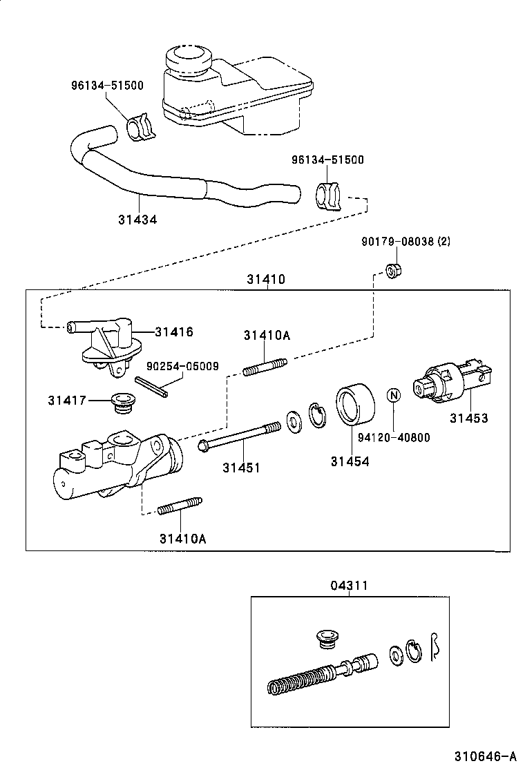 Toyota 31434-20030 TUBE, CLUTCH RESERVOIR