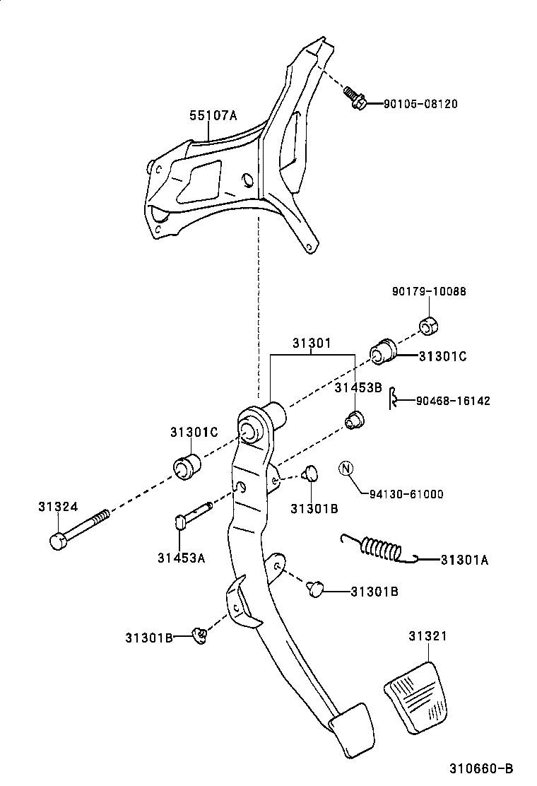 31301-52010 PEDAL SUB-ASSY, CLUTCH product image