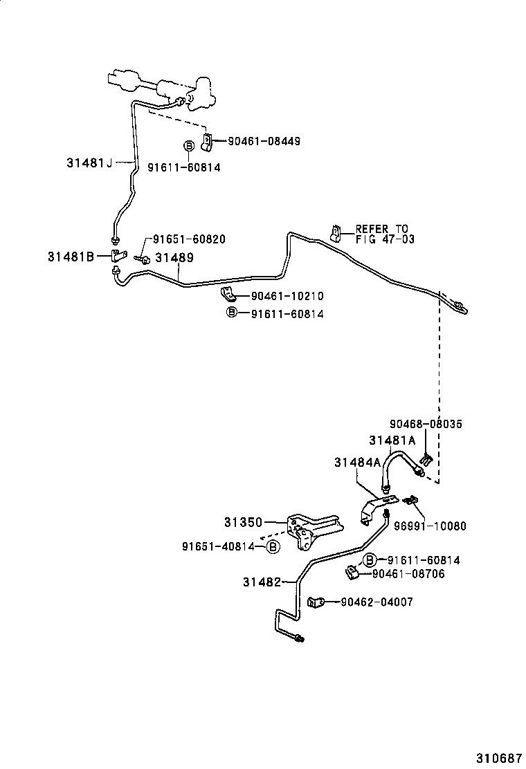 31481-25140 TUBE, CLUTCH MASTER CYLINDER TO 2 WAY product image