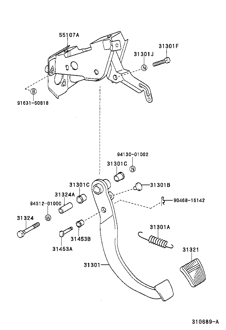 31301-0B050 PEDAL SUB-ASSY, CLUTCH product image