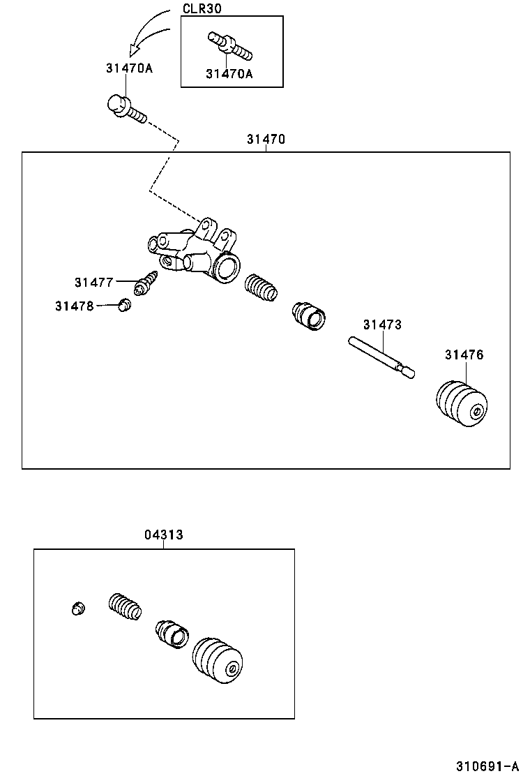 31470-28081 CYLINDER ASSY, CLUTCH RELEASE product image