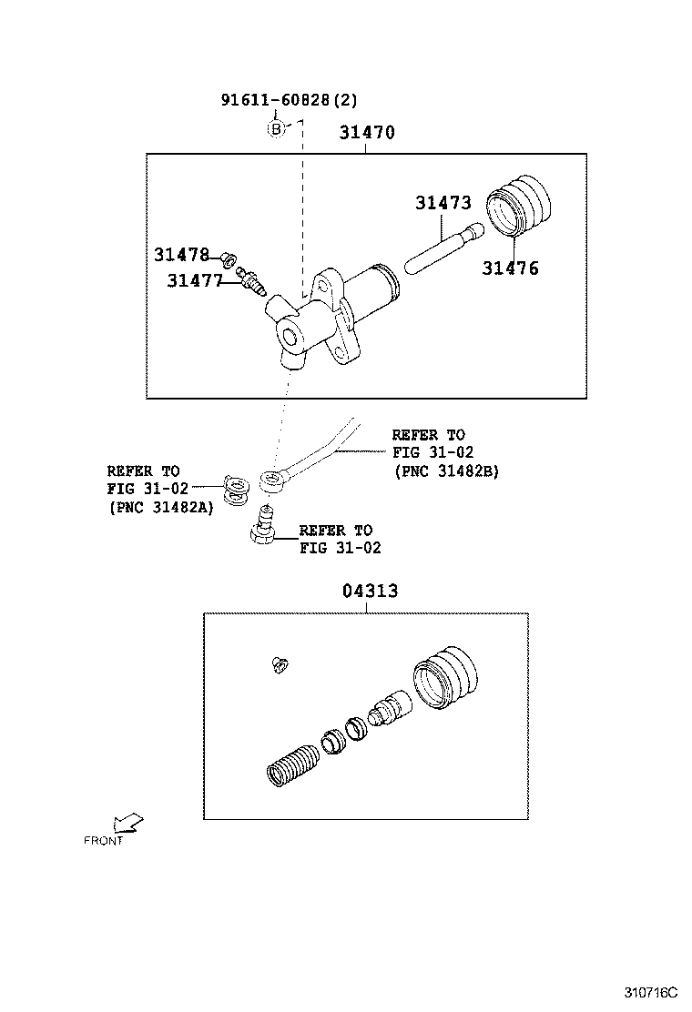 04313-87401 CYLINDER KIT, CLUTCH RELEASE product image