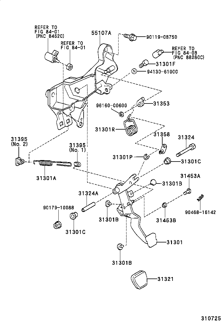 55107-42070 SUPPORT SUB-ASSY, CLUTCH PEDAL product image
