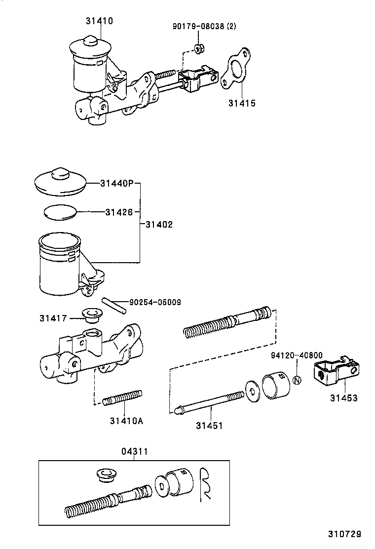 31410-12300 CYLINDER ASSY, CLUTCH MASTER product image