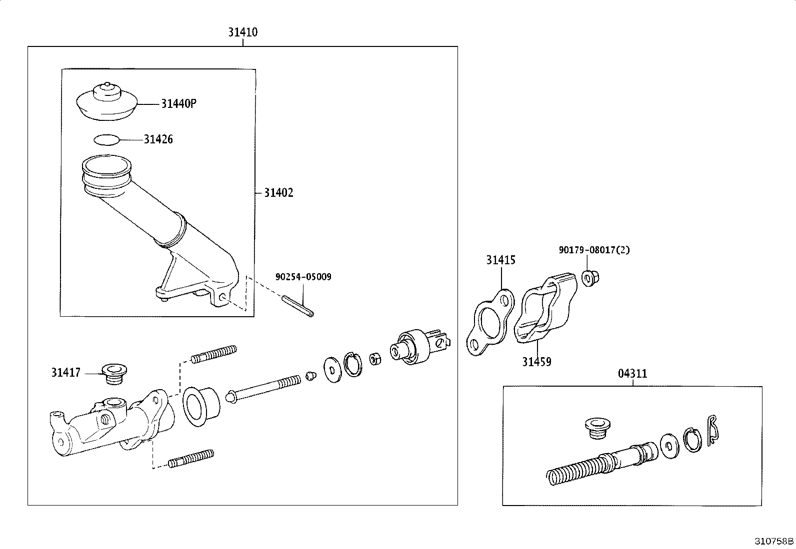 31410-22330 CYLINDER ASSY, CLUTCH MASTER product image