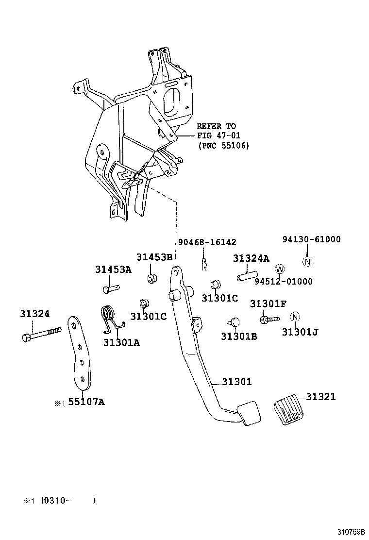 31301-36230 PEDAL SUB-ASSY, CLUTCH product image