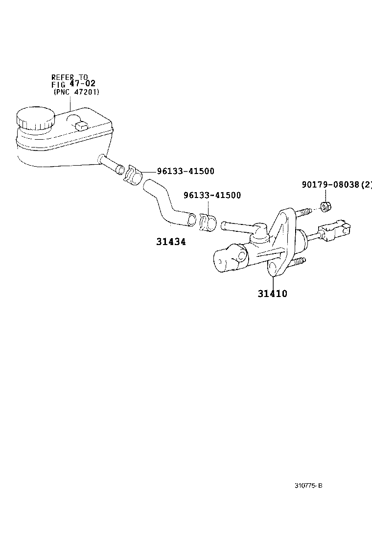 Toyota 31434-52050 TUBE, CLUTCH RESERVOIR