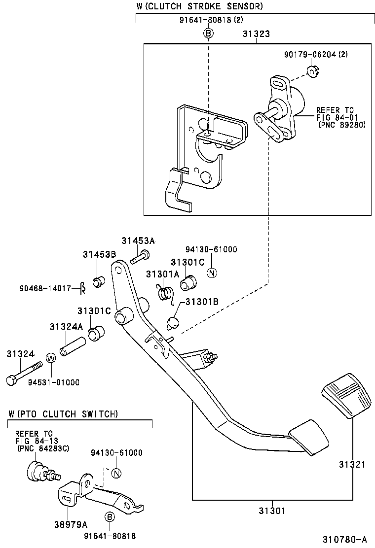 31301-37190 PEDAL SUB-ASSY, CLUTCH product image