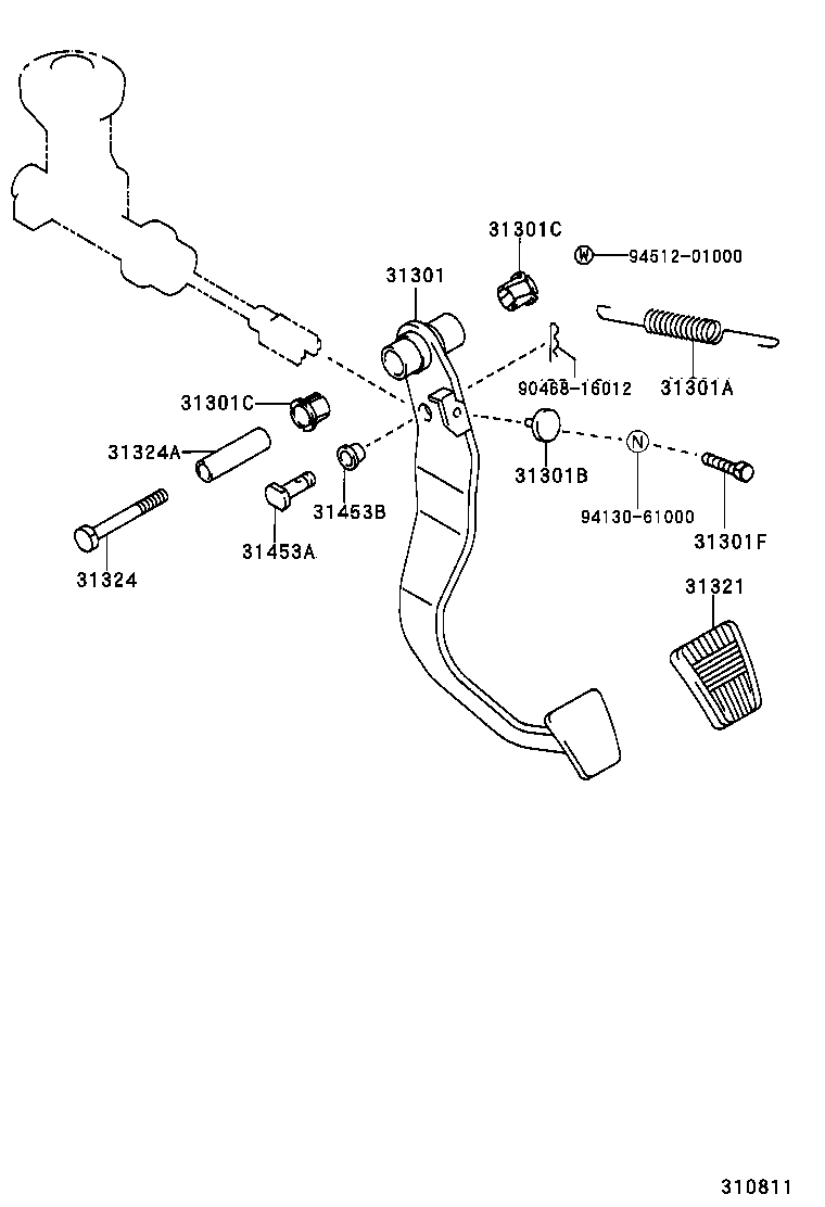 31310-35070 PEDAL SUB-ASSY, CLUTCH product image