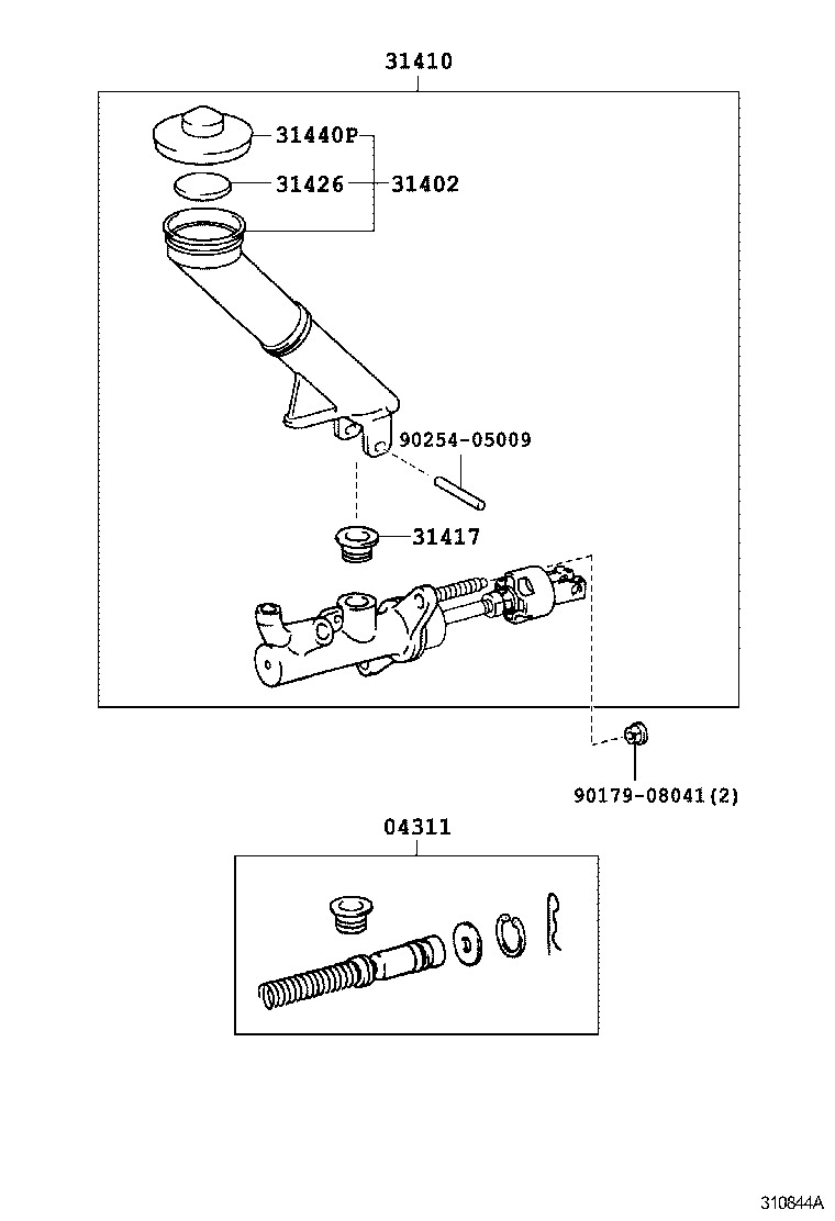 Toyota 31402-22020 RESERVOIR SUB-ASSY, CLUTCH MASTER CYLINDER